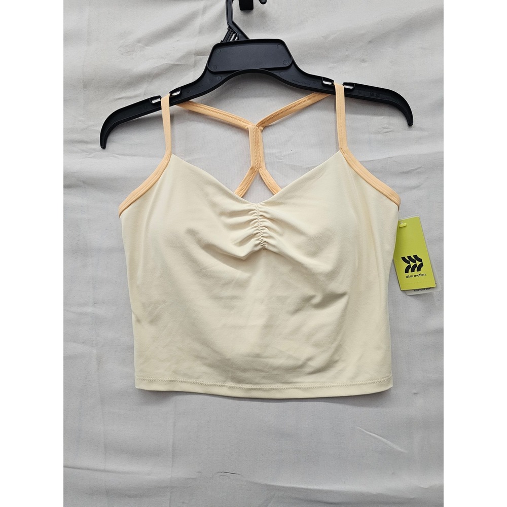 All in Motion Womens Cinched Tank Top Yellow Polyester Blend Athletic Size M